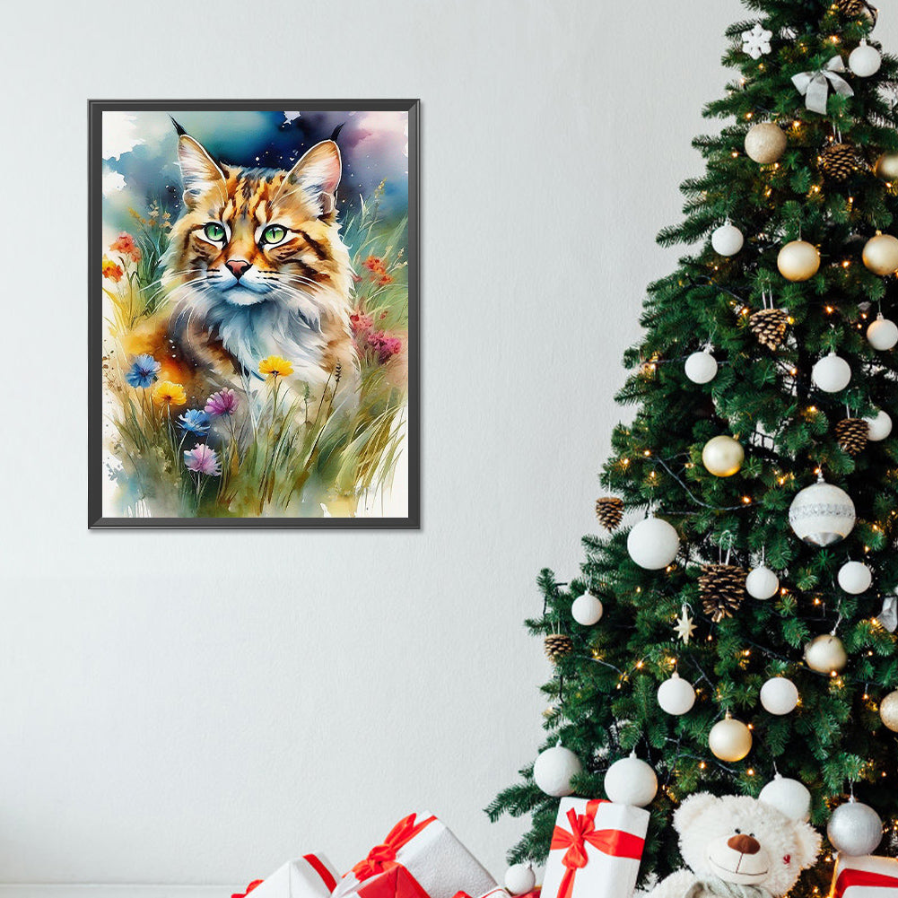 Forest Cat - Full Round Drill Diamond Painting 30*40CM