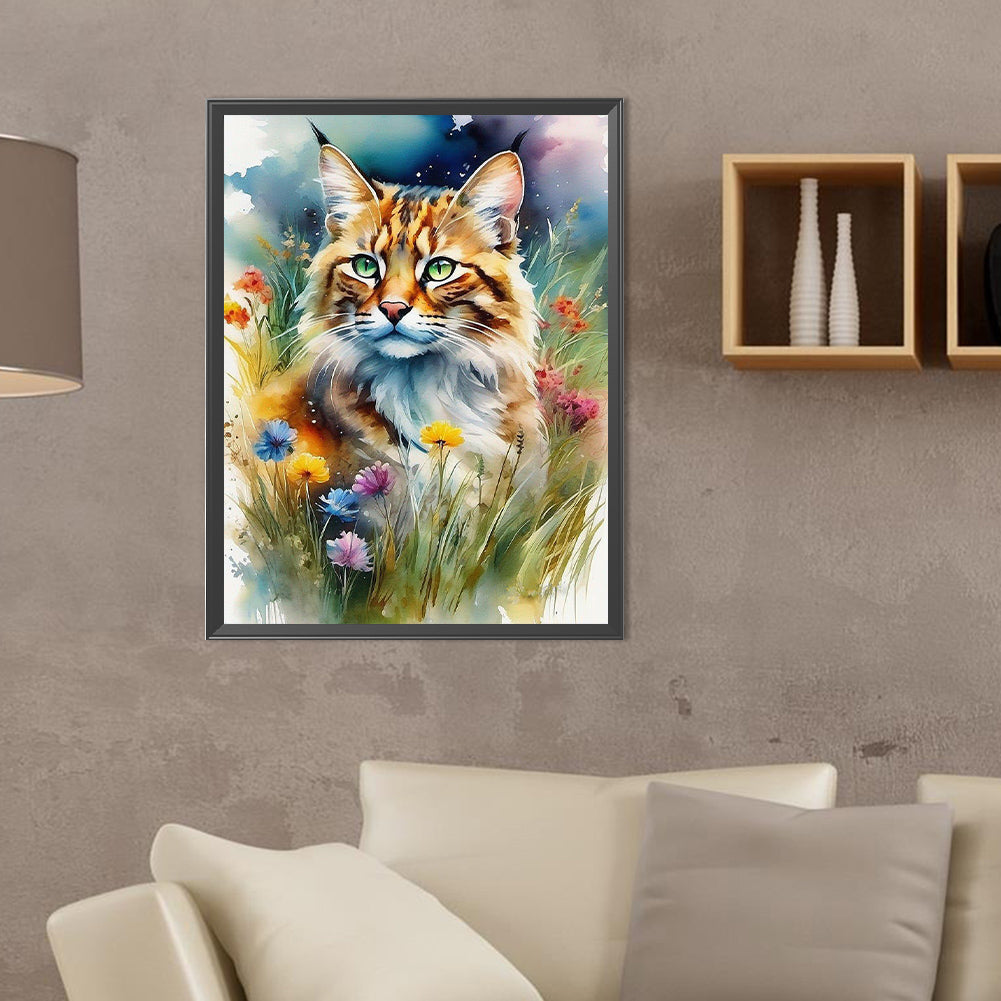 Forest Cat - Full Round Drill Diamond Painting 30*40CM