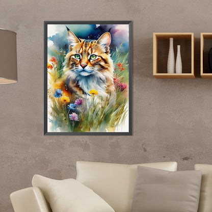 Forest Cat - Full Round Drill Diamond Painting 30*40CM