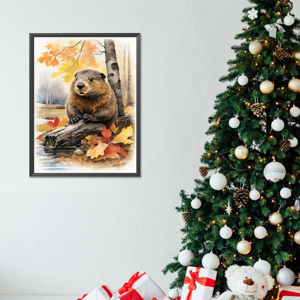 Woods Beaver - Full Round Drill Diamond Painting 30*40CM