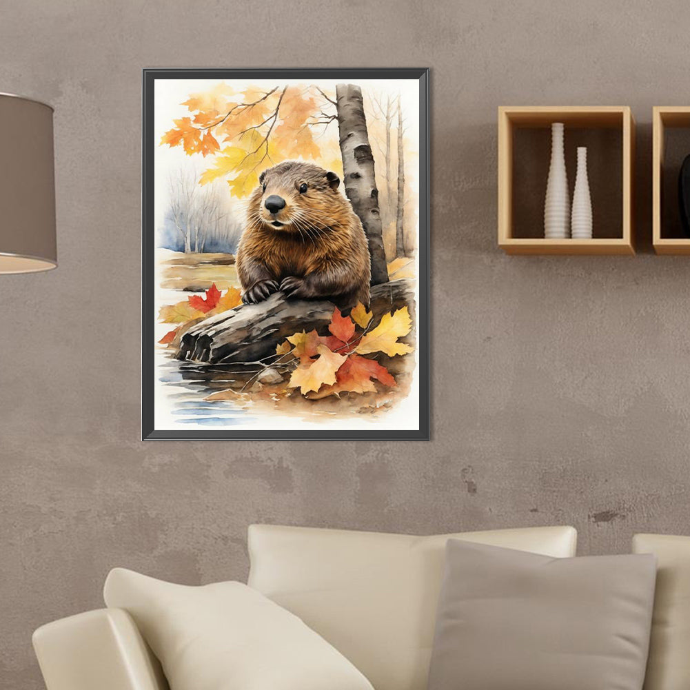 Woods Beaver - Full Round Drill Diamond Painting 30*40CM
