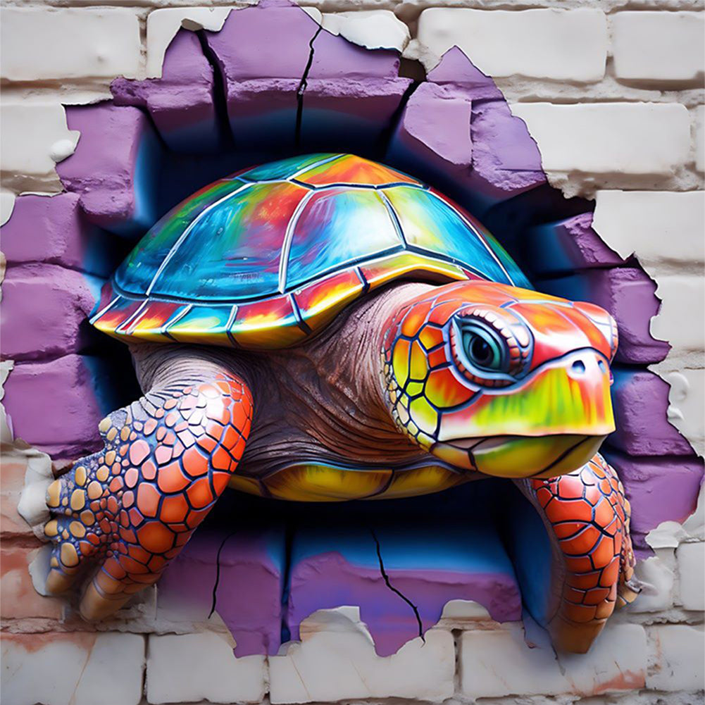 Turtle Breaking Out Of The Wall - 11CT Stamped Cross Stitch 40*40CM