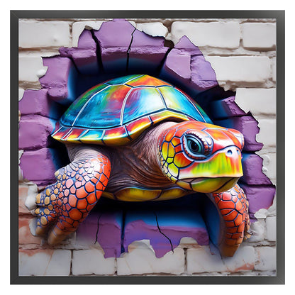 Turtle Breaking Out Of The Wall - 11CT Stamped Cross Stitch 40*40CM