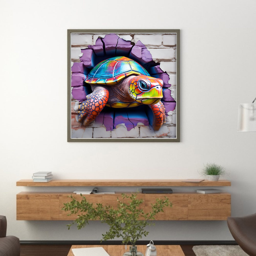 Turtle Breaking Out Of The Wall - 11CT Stamped Cross Stitch 40*40CM