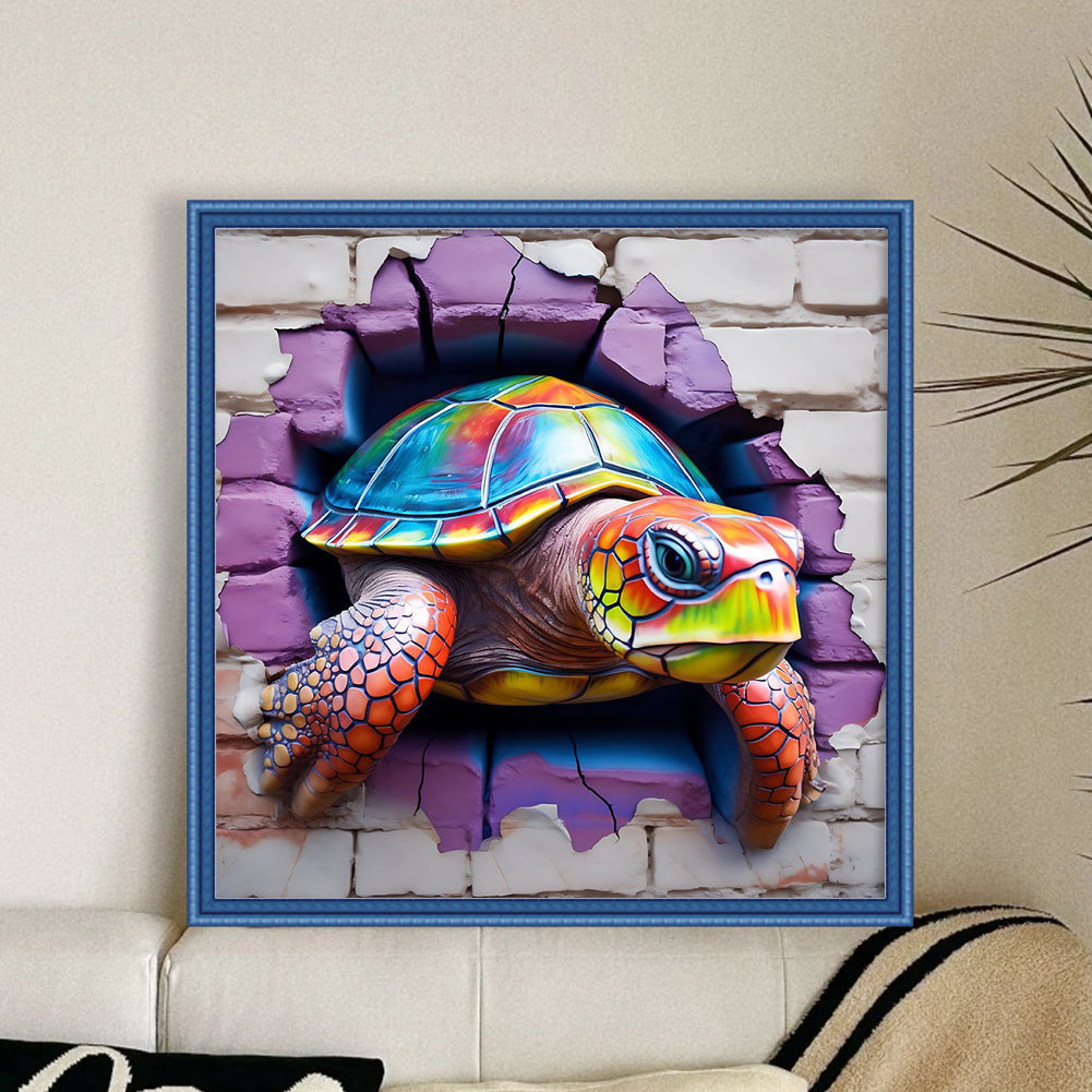 Turtle Breaking Out Of The Wall - 11CT Stamped Cross Stitch 40*40CM