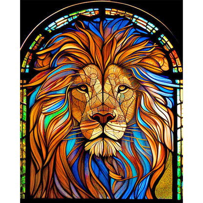 Glass Painting-Lion - 11CT Stamped Cross Stitch 40*50CM