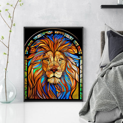 Glass Painting-Lion - 11CT Stamped Cross Stitch 40*50CM