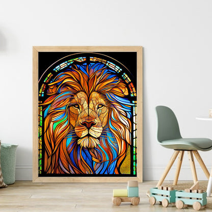 Glass Painting-Lion - 11CT Stamped Cross Stitch 40*50CM