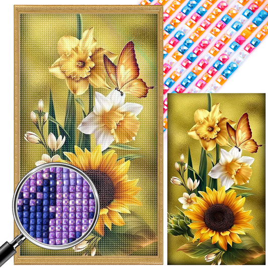 Sunflower Butterfly - Full Square AB Drill Diamond Painting 40*70CM