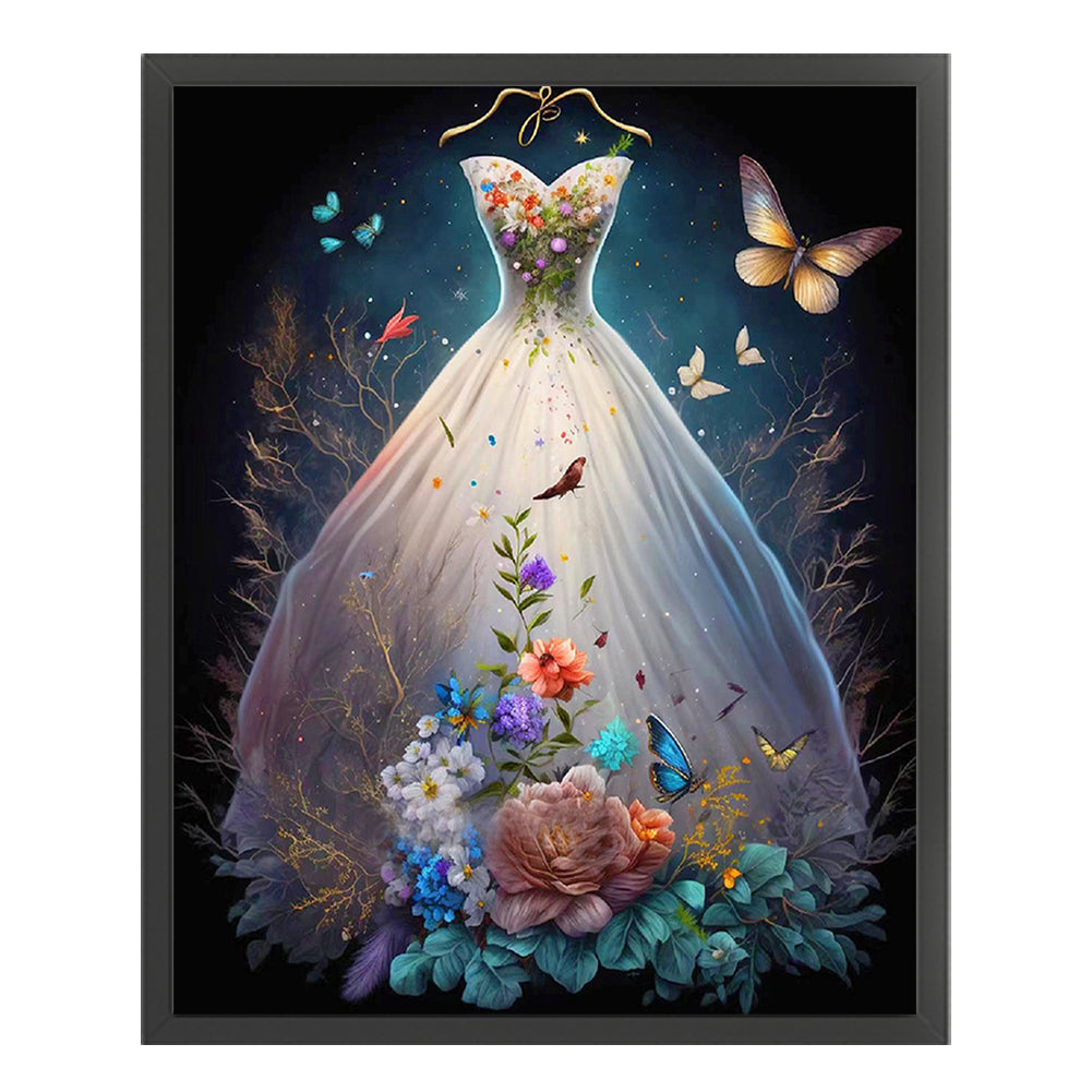 Floral Wedding Dress - 11CT Stamped Cross Stitch 40*50CM