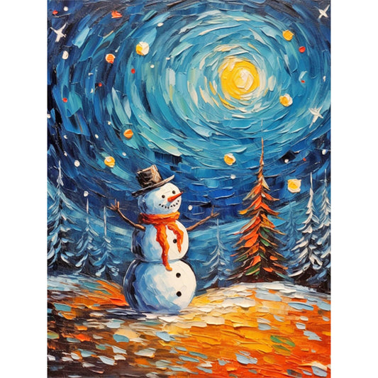 Snowman And Santa Claus - Full Round Drill Diamond Painting 30*40CM