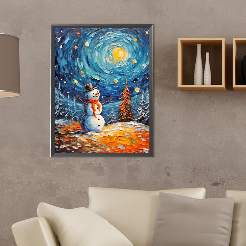 Snowman And Santa Claus - Full Round Drill Diamond Painting 30*40CM