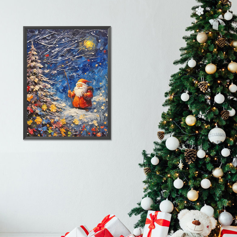 Snowman And Santa Claus - Full Round Drill Diamond Painting 30*40CM