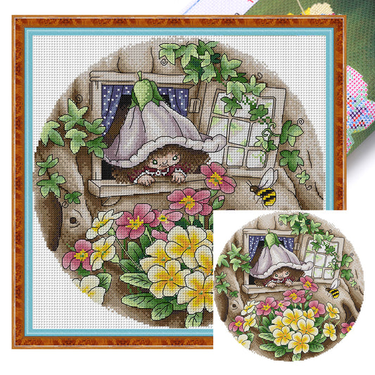 Flower Fairy 7 - 14CT Stamped Cross Stitch 34*34CM(Joy Sunday)