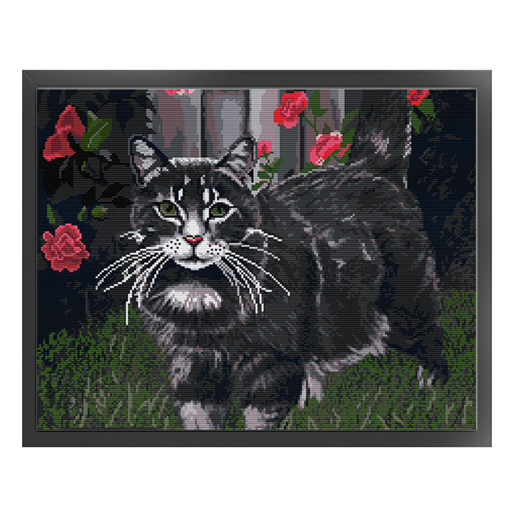 Black Cat Four - 14CT Stamped Cross Stitch 47*40CM(Joy Sunday)