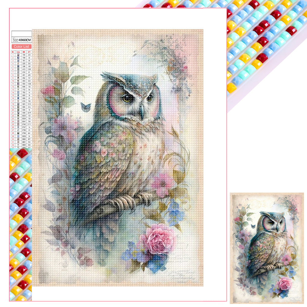 Owl - Full Square Drill Diamond Painting 40*60CM