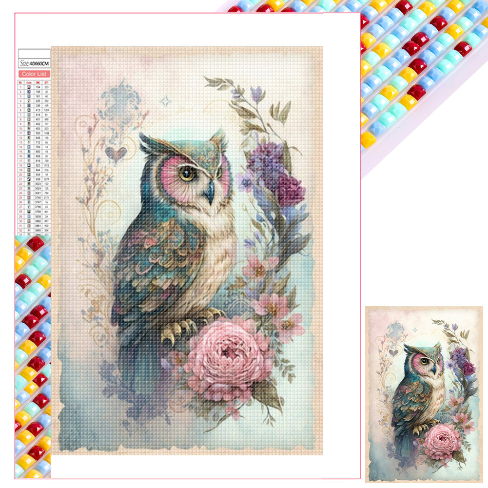 Owl - Full Square Drill Diamond Painting 40*60CM