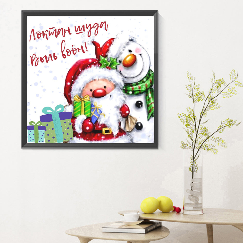 Santa Claus And Snowman - Full Round Drill Diamond Painting 30*30CM