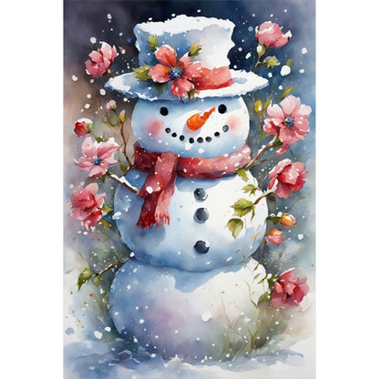 Flower Snowman - Full Round Drill Diamond Painting 40*60CM