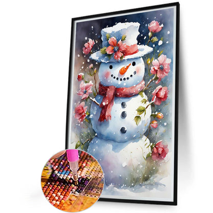 Flower Snowman - Full Round Drill Diamond Painting 40*60CM