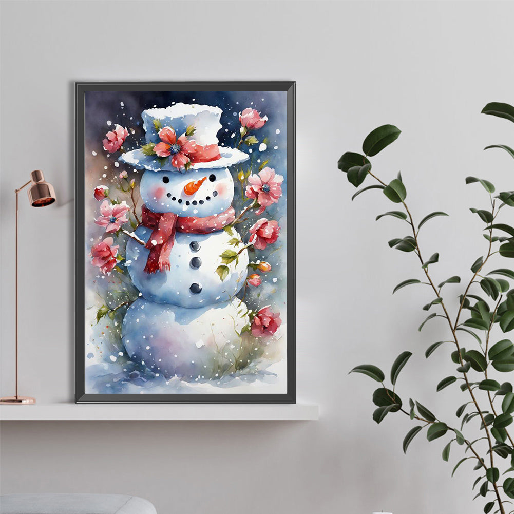 Flower Snowman - Full Round Drill Diamond Painting 40*60CM