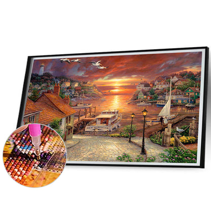Seaside Town - Full Round AB Drill Diamond Painting 70*50CM