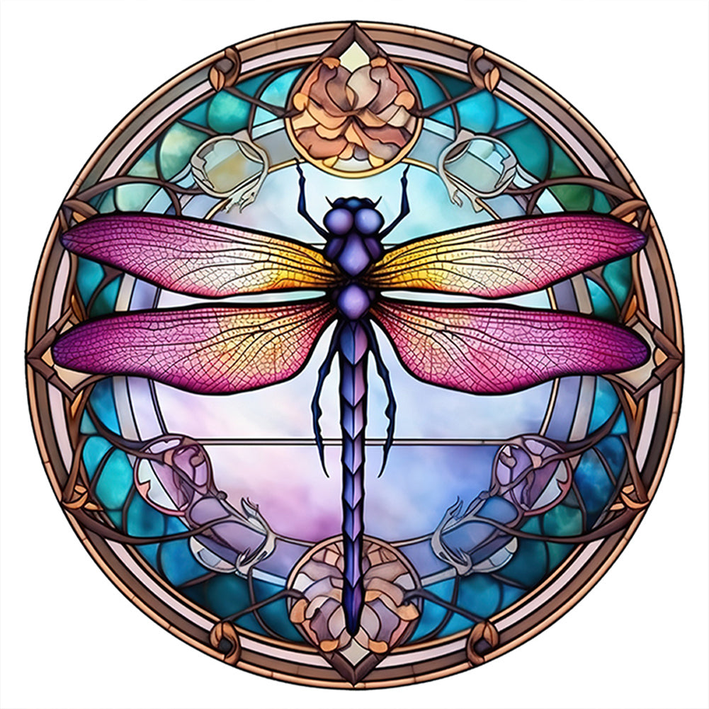 Glass Painting-Dragonfly - 18CT Counted Cross Stitch 20*20CM