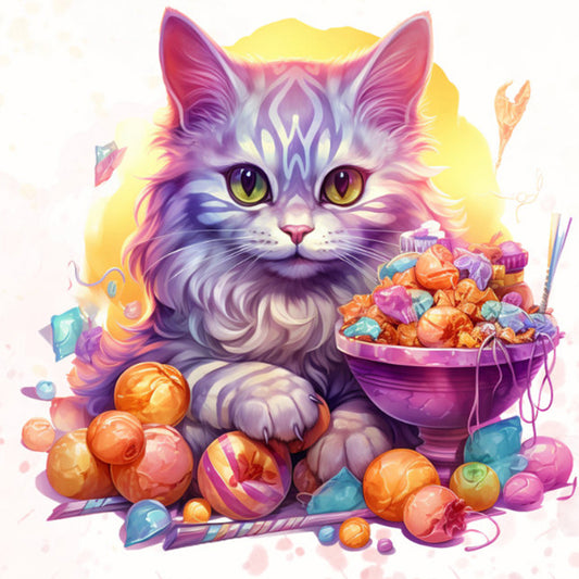 Candy Cat - Full Round Drill Diamond Painting 30*30CM