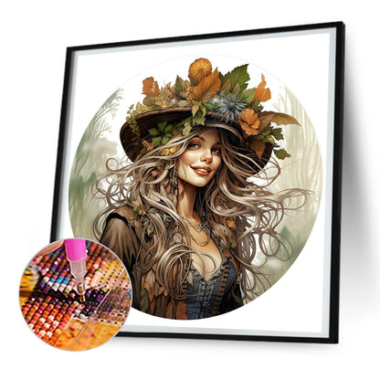 Leaves¡¤Witch - Full Round Drill Diamond Painting 30*30CM