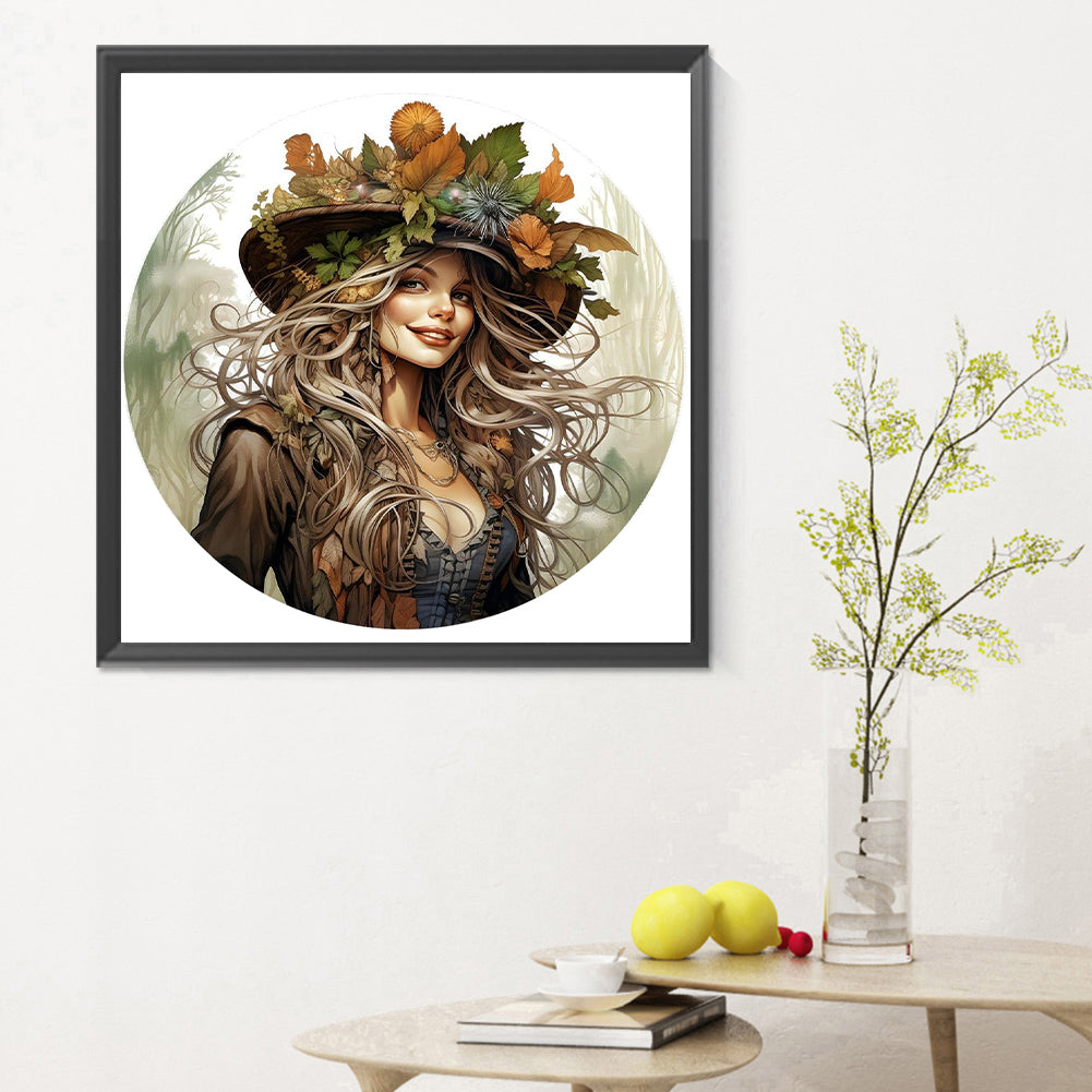 Leaves¡¤Witch - Full Round Drill Diamond Painting 30*30CM