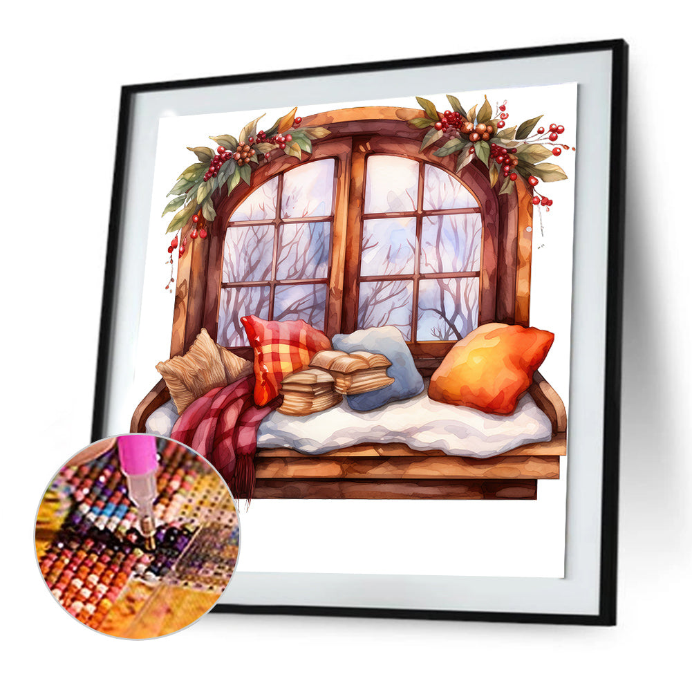 Winter Window - Full Round Drill Diamond Painting 30*30CM