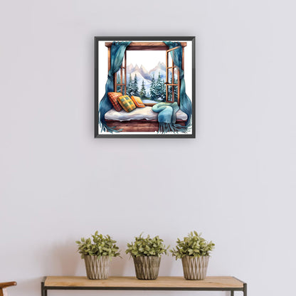 Winter Window - Full Round Drill Diamond Painting 30*30CM