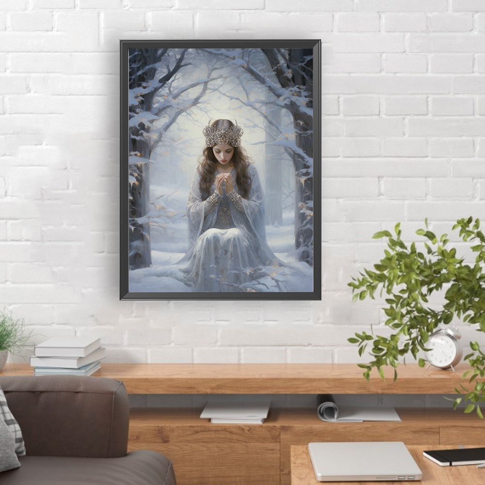 Winter Snow Angel - Full Round Drill Diamond Painting 30*40CM