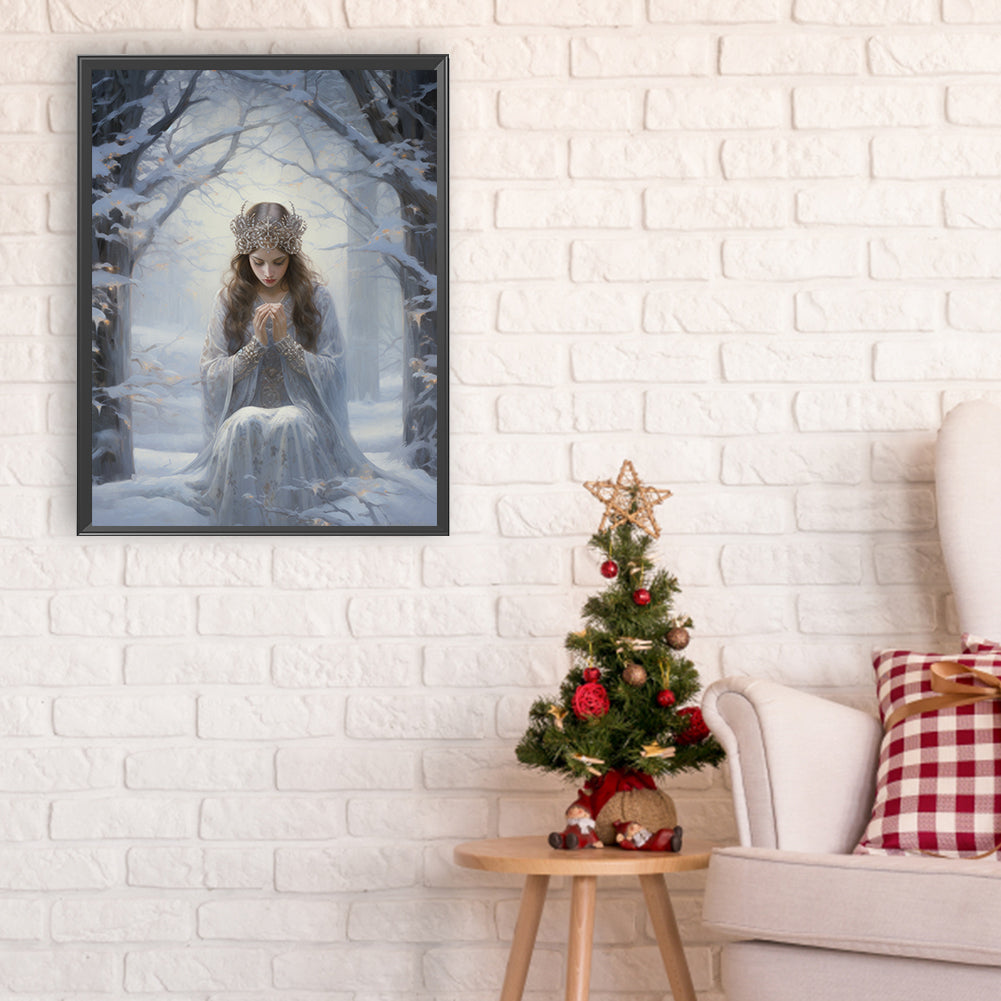 Winter Snow Angel - Full Round Drill Diamond Painting 30*40CM