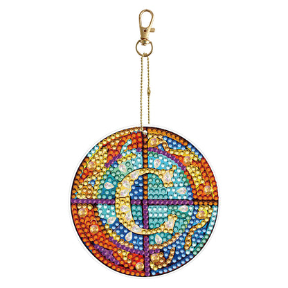 A-Z 26 Letters Double Sided Special Shape Diamond Painting Keychain Pendant (C)