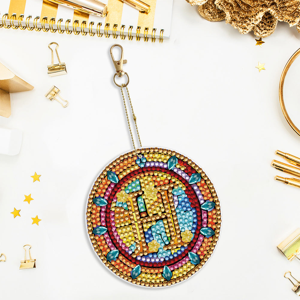 A-Z 26 Letters Double Sided Special Shape Diamond Painting Keychain Pendant (H)