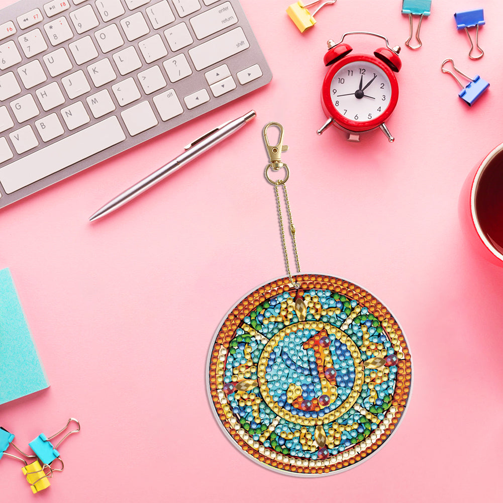 A-Z 26 Letters Double Sided Special Shape Diamond Painting Keychain Pendant (J)