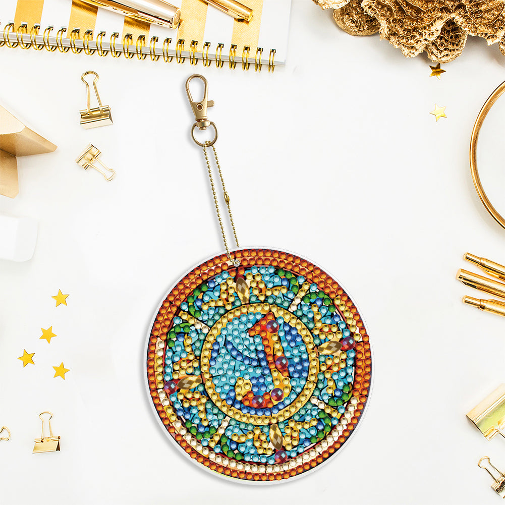A-Z 26 Letters Double Sided Special Shape Diamond Painting Keychain Pendant (J)