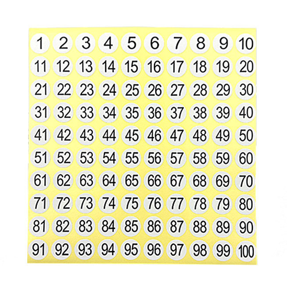 15 Sheets Cross Stitch Consecutive Number Stickers 1 To 100 Round Number Sticker