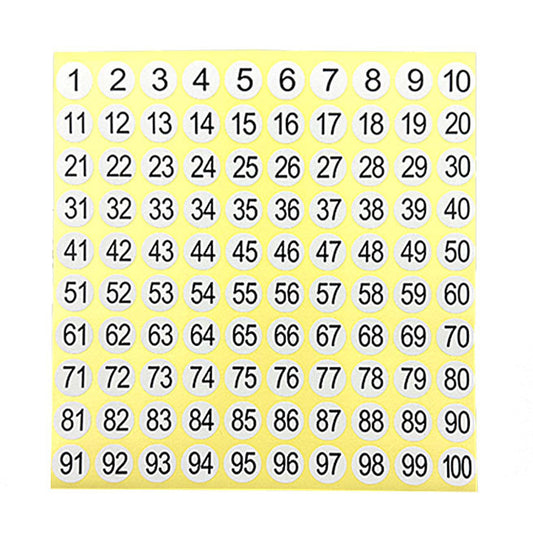 15 Sheets Cross Stitch Consecutive Number Stickers 1 To 100 Round Number Sticker