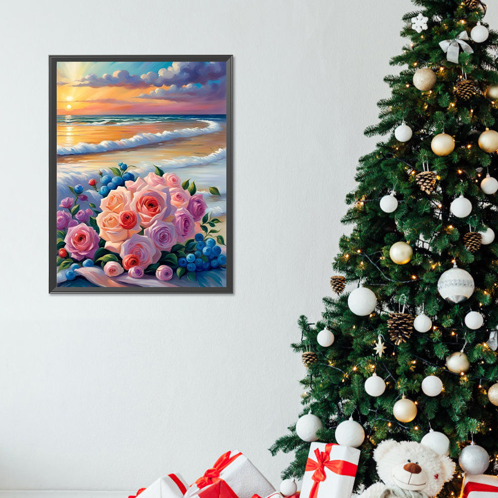 Beach Bouquet Flowers - Full Round Drill Diamond Painting 30*40CM