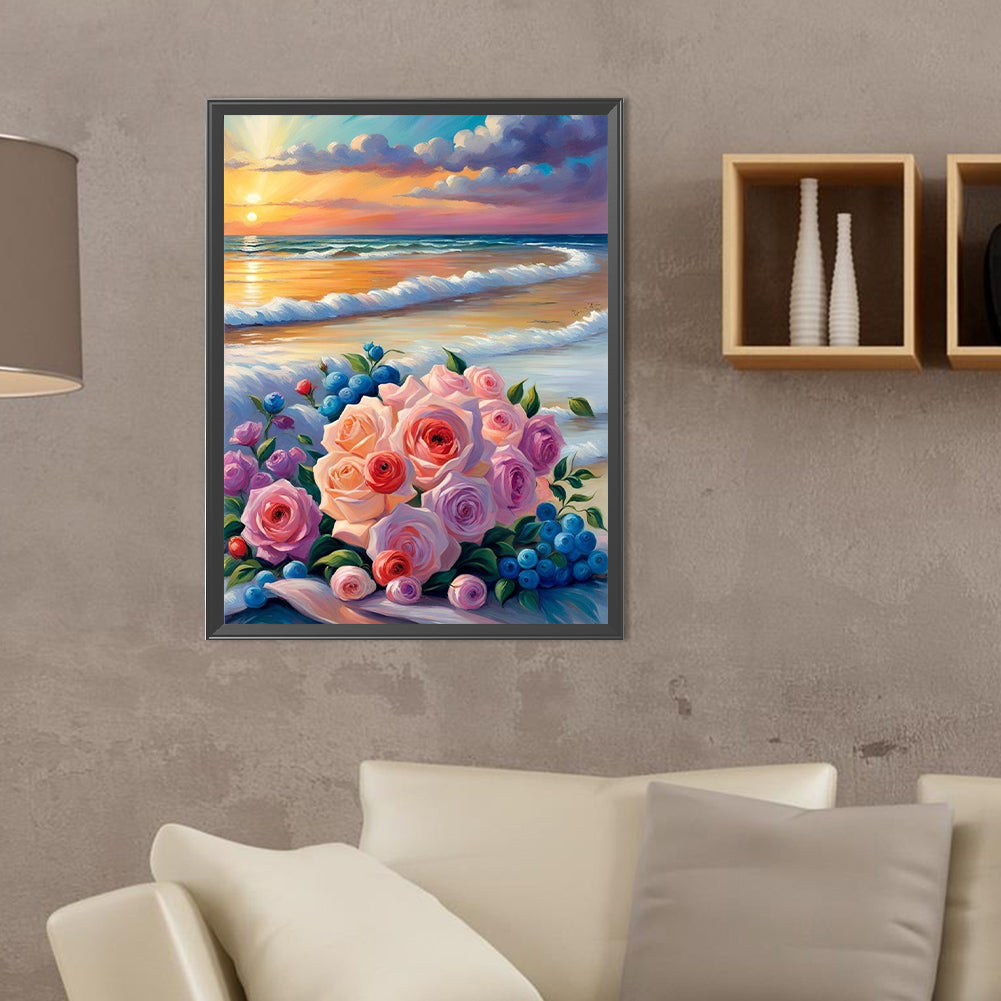 Beach Bouquet Flowers - Full Round Drill Diamond Painting 30*40CM
