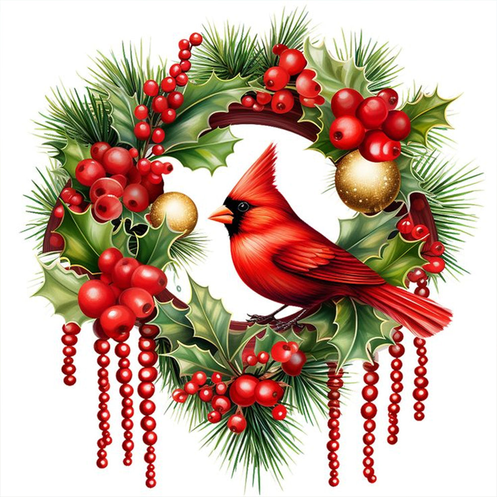 Christmas Cardinal - Full Round Drill Diamond Painting 30*30CM