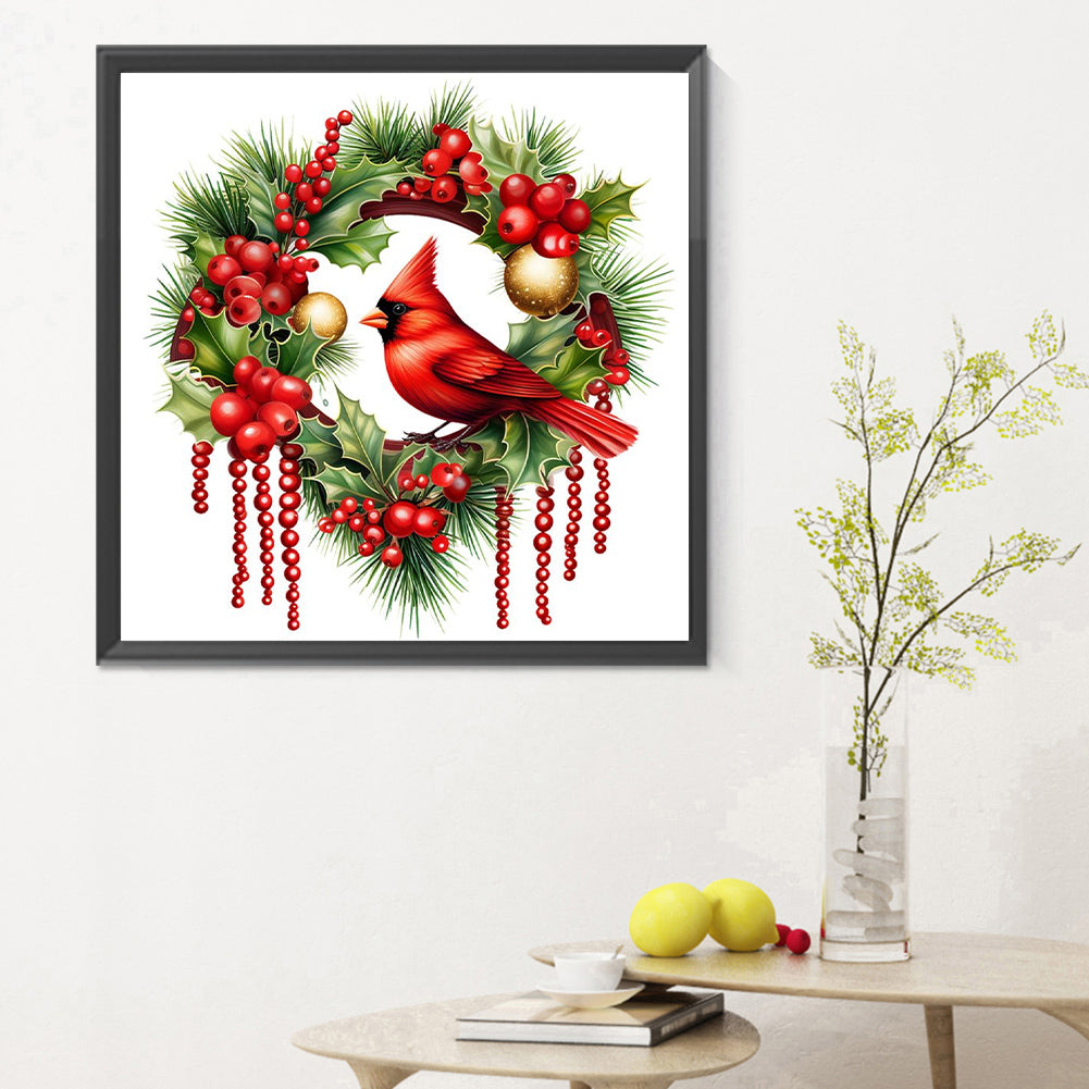 Christmas Cardinal - Full Round Drill Diamond Painting 30*30CM