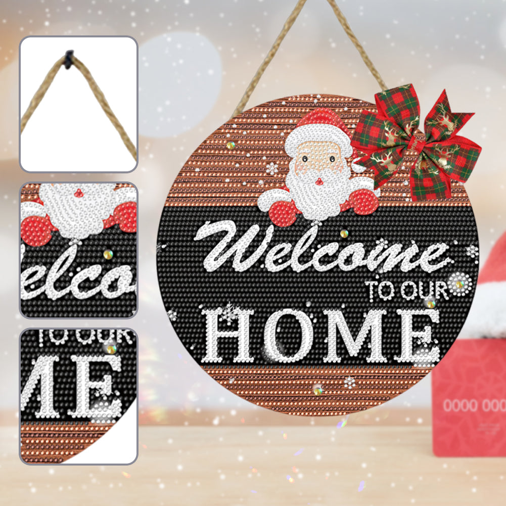 Christmas Wooden Diamond Painting Art Hanging Ornament Kits (Welcoming Words #6)