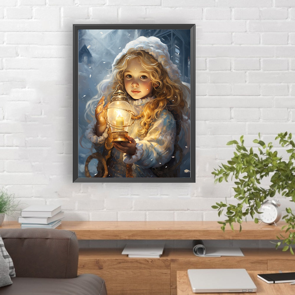 Snowman Child In The Snow - Full Round Drill Diamond Painting 30*40CM