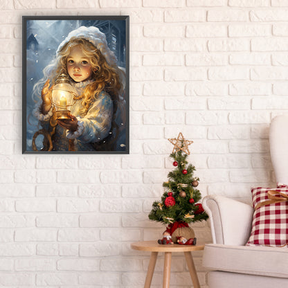 Snowman Child In The Snow - Full Round Drill Diamond Painting 30*40CM