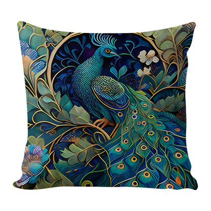 17.72x17.72In Peacock Cross Stitch Stamped Pillow Cover with Zip for Adults (#2)