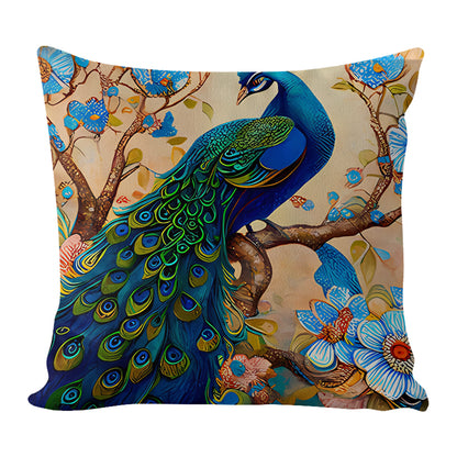 17.72x17.72In Peacock Cross Stitch Stamped Pillow Cover with Zip for Adults (#3)