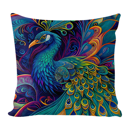 17.72x17.72In Peacock Cross Stitch Stamped Pillow Cover with Zip for Adults (#4)